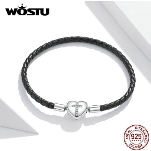 Wostu Bracelet Modern Cross 100% 925 Sterling Silver Bangle For Women Original Fine Jewelry Making Gift DXB205