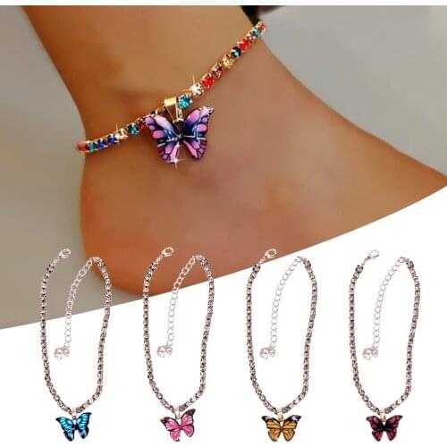 Ankle Bracelet for Womens Fashionable And Colorful Butterfly Chain Bohemian Beach Anklet Foot Leg Bracelet Jewelry#p3