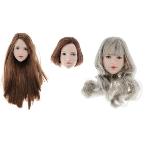 1/6 Female Soldiers Head Sculpture Sculpt with Hair for 12" Action Figure Dolls