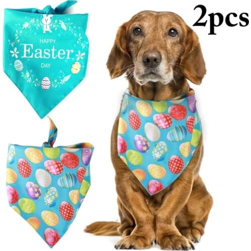 2PCS Pet Bandana 2-Layer Easter Egg Pet Bib Triangle Bandana Bib Dog Bandanas Pet Supplier for Dogs Cats