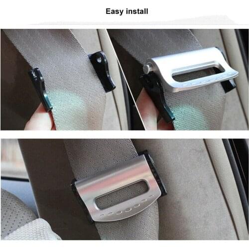 2pcs Adjustable Car Safety Seat Belt Holder Stopper Buckle Clip Silver Car Safety Seat Belt Holders