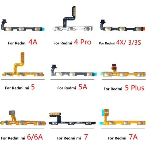 New Power Volume Button Key Flex Cable For Xiaomi Redmi 3 3s 4 4A 4X Note 2 3 Pro 4 4X 5 6 7 Pro Plus