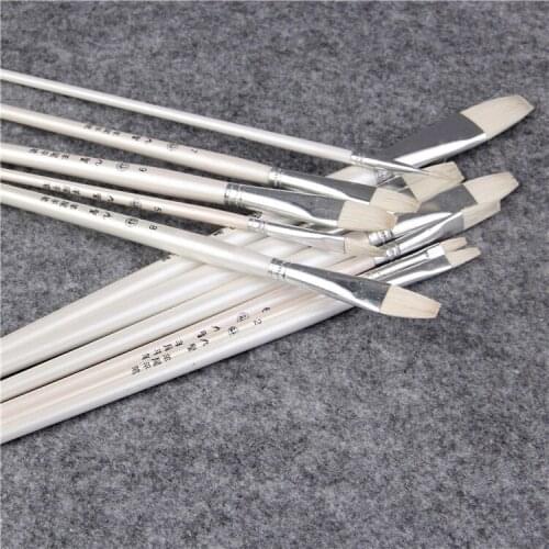 6 pcs/Set nine holy sheep tail flat pen set gouache water color brush artists Drawing Art Supplies chese wool hair paintbrush