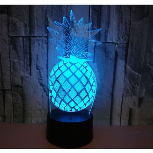 Pineapple 3D Led Night Light 7 Color Changing Usb Table Lamp Usb Fruit 3d Lamp For Home Decor