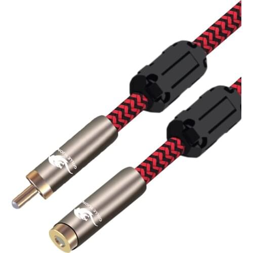Audio Cable RCA to RCA Extension Cable for Speaker Subwoofer Amplifier Phono RCA Male to Female Gold-plated OFC Audiophile 1M 2M