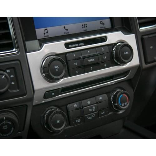 Car Interior CD Media Audio Volume Adjust Switch Panel Frame Trim Styling Sticker For Ford F150 2015+ ABS 3 Colors