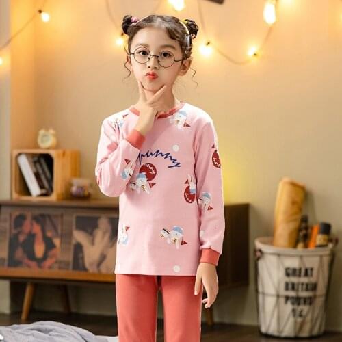 Brand New Pyjamas Baby Girl Sleepwear Kids Cotton Long Sleeve Fashion Pink Cartoon Princess Pajamas For Girls Unicorn Pijamas
