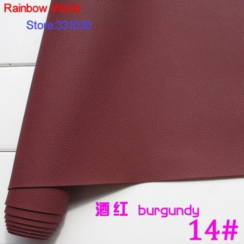 14# brugundy Micro Lychee Pattren high quality 1.2mm thick PU Leather fabric for DIY cars table bags bed material (140*50cm)