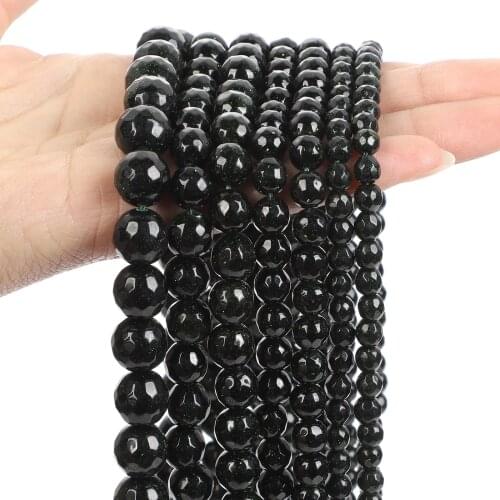 Natural Stone Beads Faceted Green SandStone Round Loose Spacer Beads for Jewelry Making Needlework DIY Bracelets 4/6/8/10/12MM