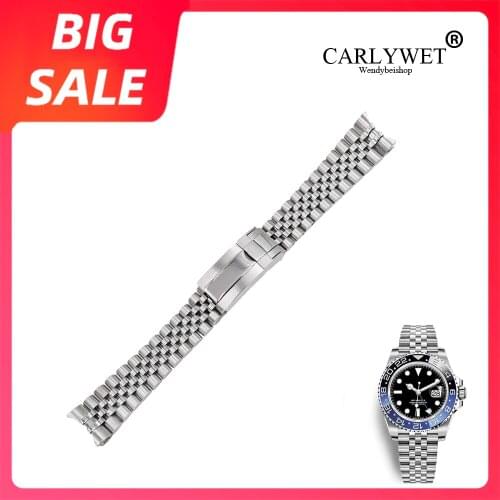 CARLYWET 20mm Top Quality Steel Replacement Wrist Watch Band Strap Bracelet Jubilee with Oyster Clasp For Rolex GMT Master II