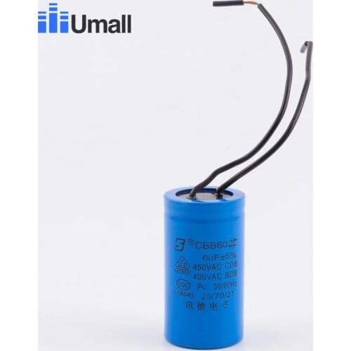 CBB60 6uf running motor start capacitor 450V 50 60Hz electric machine repair parts suitable for all kinds of household appliance