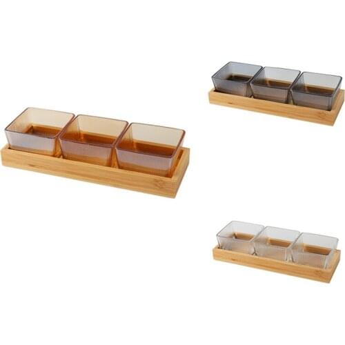 HOT-3-Compartment Food Storage Tray Dried Fruit Snack Plate with Fruit Fork Appetizer Serving Platter Party Candy Dish