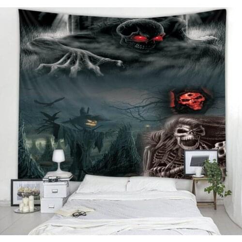 Halloween Skull Pumpkin Tapestry Wall Hanging Gossip Tapestry Hippie Witchcraft Tapestry Home Dormitory Wall Decoration
