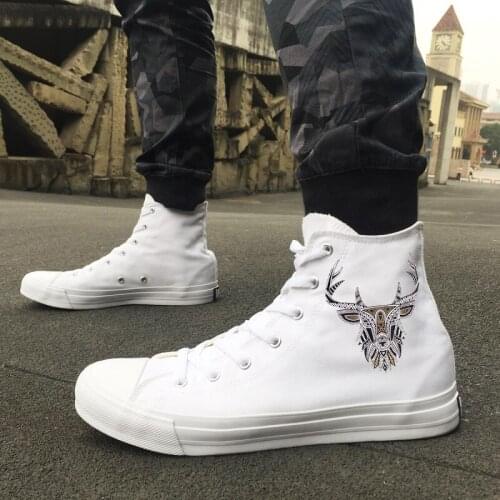 Wen High Top White Shoes Adult Design Ethnic Ox Head Men Womens Canvas Sneakers Boy Girls Skateboard Shoes for Birthday Gift