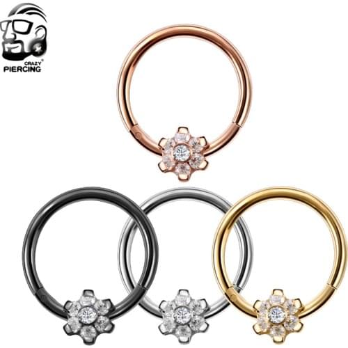 361L Surgical Steel Rose Gold Black Color Fashion Titanium Segment Nose Open Hoop Rings Septum Nose Piercing Body Jewelry