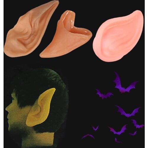 1Pair Halloween Latex Elf Ears High Simulation Soft Harmless False Ears Props Fairy Angel Dress Up Cosplay Hook Christmas Decor
