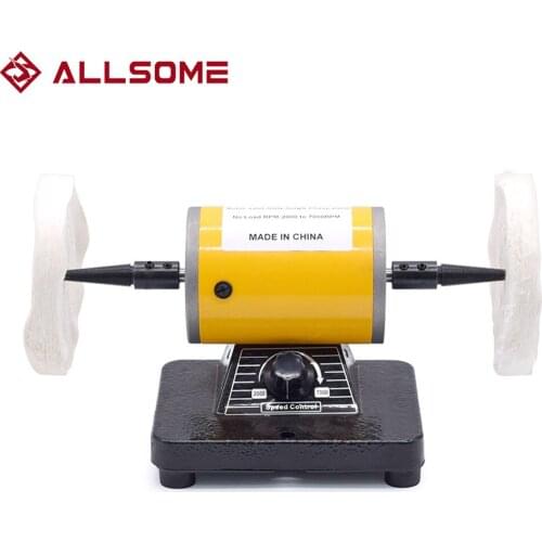 ALLSOME Electric Adjustable Speed DIY Polishing Grinding Machine 200W 7000RPM Desktop Cloth Wheel Polishing Machine