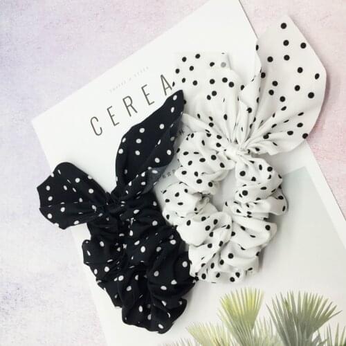 Fashion Elastic Rabbit Ears Hair Rope Ribbon Hair Bands Dot Bow Ponytail Holder Floral Hair Scrunchie For Women Hair Accessories