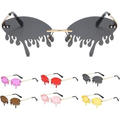 Fashion Unisex Tear Shape Rimless Anti UV Sunglasses Punk Protective Glasses Frameless sunglasses irregular sunglasses