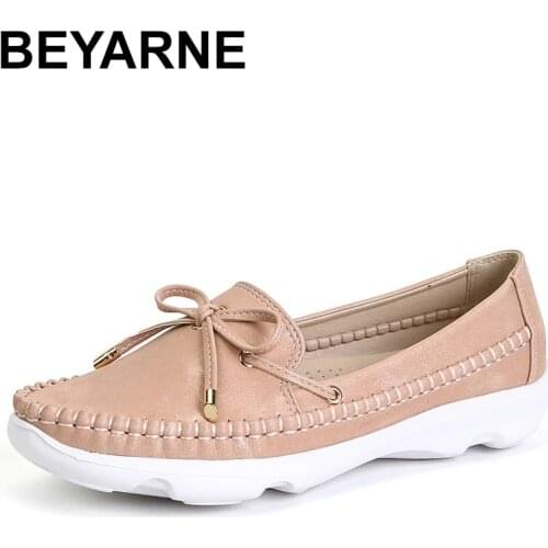BEYARNEEuropean and American Fashion Womens Shoes Retro Loafers Flat Small Leather Shoes Platform Shallow Mouth Single Shoes
