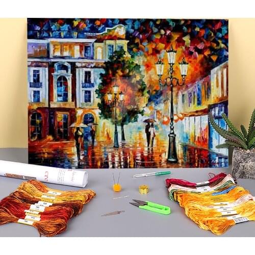 Lonely Couples Pre-Printed 11CT Cross-Stitch Kit DIY Embroidery DMC Threads Sewing Craft Painting Handicraft Magic Floss