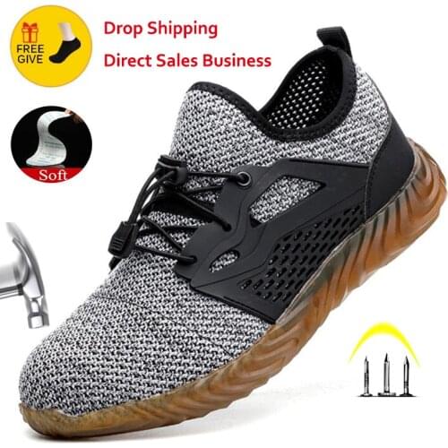 Dropshipping Indestructible Work Safety Shoes Men Women Steel Toe Air Safety Boots Puncture-Proof Work Sneakers Breathable Shoes
