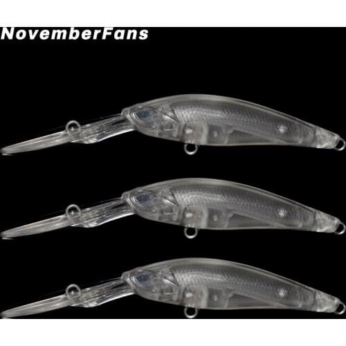 NovemberFans 10pcs/lot 9cm 4.7g Deepwater Unpainted Minnow Baits Hard Plastic Artificial Blank Fishing Lures Wobbler Crankbaits