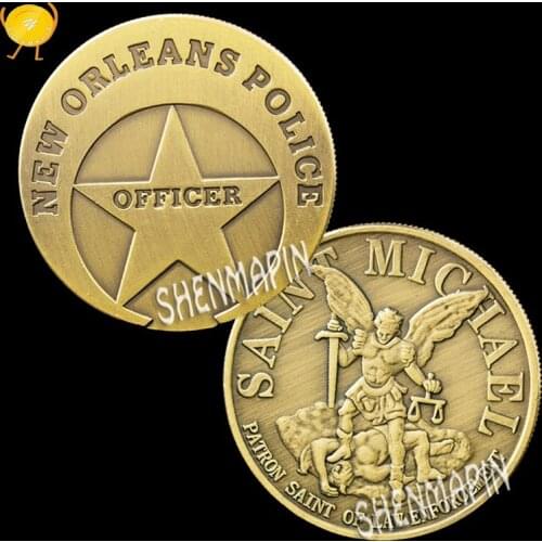 New Orleans Police Officer Commemorative Coin Saint Michael Patron Saint of Law Challenge Coin Honor Medal Coins Collectibles