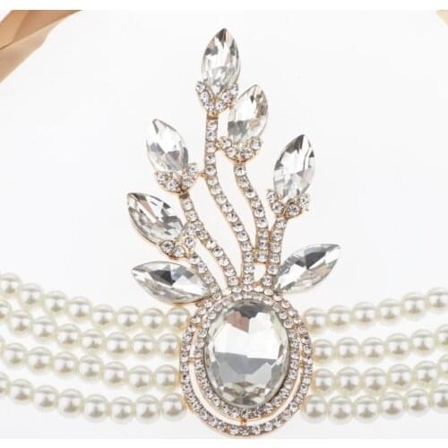 Charming 1920s Female Flapper Headband Retro Pearl Bridal Hairband for Party