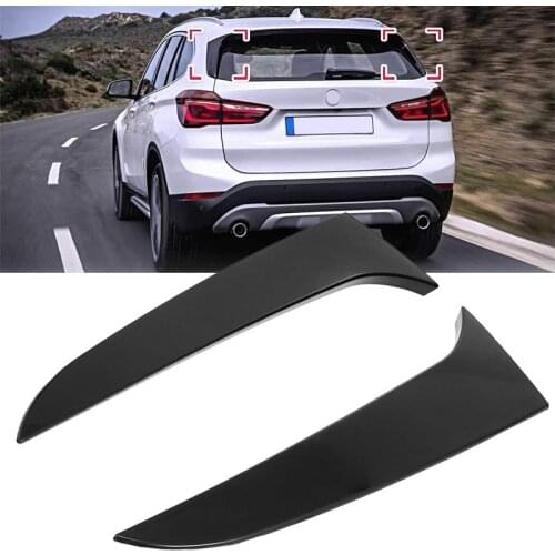 Pair Car Rear Window Side Spoiler Air Splitter Canard Trim Cover For BMW X1 E84 2009 - 2015 Glossy Black / Carbon Look