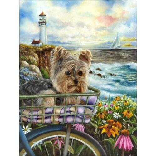Full Square 5D DIY Diamond Painting Yorkshire Terrier dog scenery Diamond Embroidery Cross Stitch Rhinestone Mosaic Decor JS4357