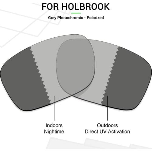 Mryok Anti-Scratch POLARIZED Replacement Lenses for-Oakley Holbrook Sunglasses Grey Photochromic