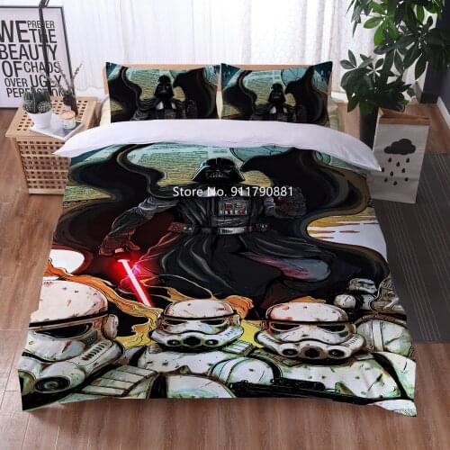 Disney Popular Science Fiction Movie Star Wars Series Printed Bedding Red Duvet Quilt Pillowcase Boy Bedroom Decor Home Textile