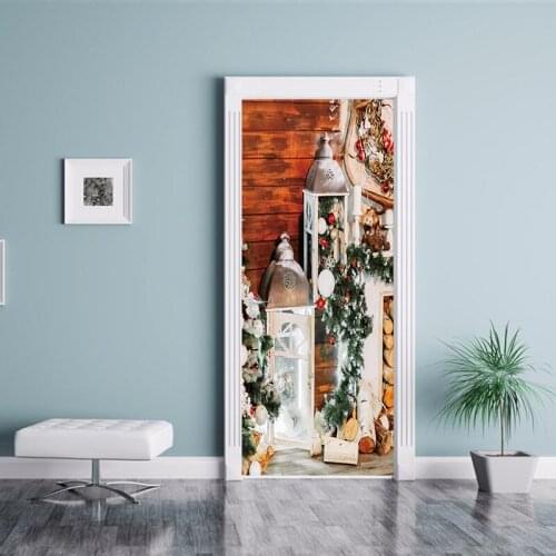 77x200cm Christmas Wall Sticker Store Window Hanging Jingle Bell Snowflake Reindeer papel de parede Home Decor YMT154