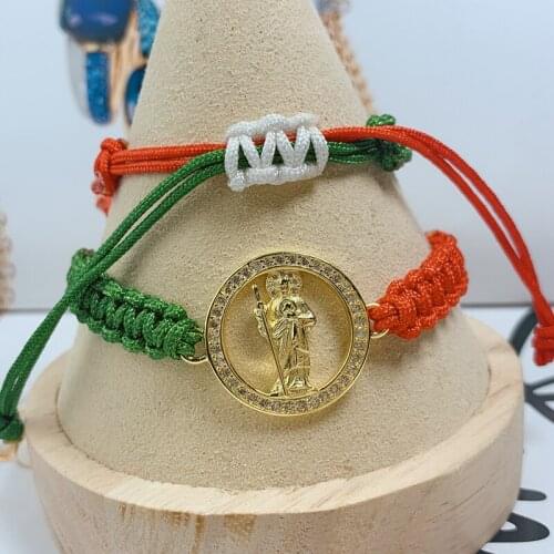 Christmas Gift Jewelry Braided Rope Men Women Bracelet Hand Woven Jesus Jude Charm Bracelets