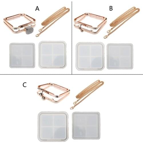 Handmade Clear Silicone Square Bags Molds Dynamic Liquid Handbags Mold Quicksand Bag Resin Casting Mold Art Craft Tools
