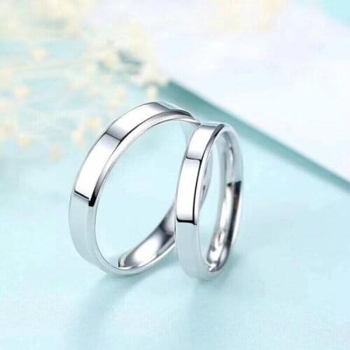 S925 Sterling Silver 925 Original Luxury Open Ended Rings Resizable Bright Charm Couple Rings Simple Smooth Surface Fine Jewelry