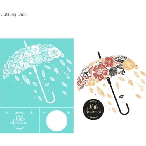 Hello Autumn Umbrella Self-Adhesive Silk Screen Printing Stencil Mesh Transfers 8.5x11" For T-shirt Pillows Diy Home Decoration