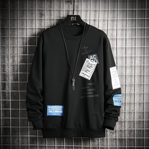 2021 New Mens Hoodie Hip Hop Shirt Long Sleeve Sweatshirt Casual Sweatshirt Streetwear Men Harajuku Style O-Neck Shirt Big Size
