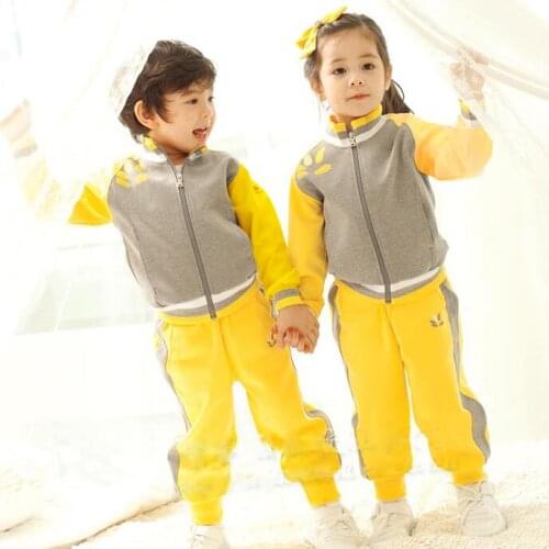Kindergarten Uniforms Spring Set Yellow Children Baseball jacket