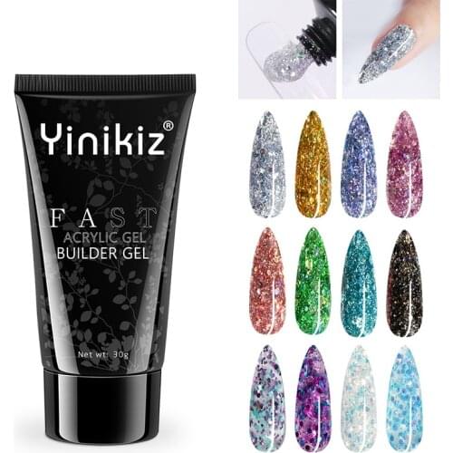Yinikiz Poly Nail Gel for Nails Extension Finger 30ML Poly UV Gel Polish Extension Nail Art Manicure Acryl Gel Nail Acrylic