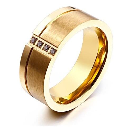 Jewelry inlaid with Cubic zirconium frosted steel titanium steel ring men and women fashion creative stainless steel ring