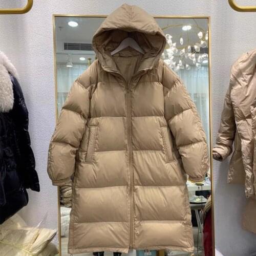 2021 Winter Womens Jacket Hooded White Duck Down Coat Female Korean Style Woman Clothing Long Parkas Veste Femme WPY3971