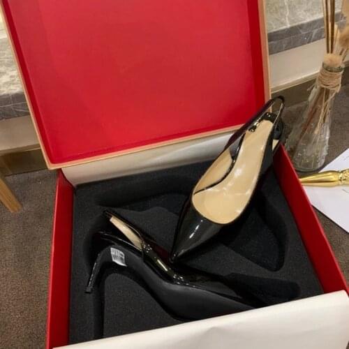 Hot Brand Womens Shoes For Summer Sandals Genuine Leather Women Pumps High Heels Sandals Dress Pointed Toe Female Gift Shoes