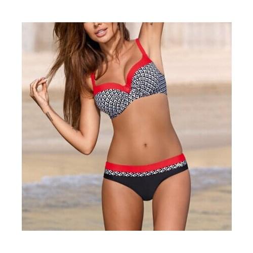 Womens Leopard Padded Push-up Bikini Set Swimsuit Summer Geometric Bathing Suit Swimwear Monokini Beachwear Brazilian Vestidos