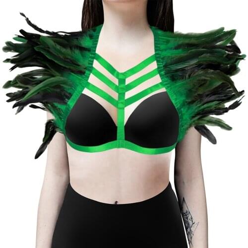 Harajuku Erotic Lingerie Bdsm Sexy Costumes Womens Underwear Body Harness Bondage Feather Stockings Cosplay Wear Garter Belt