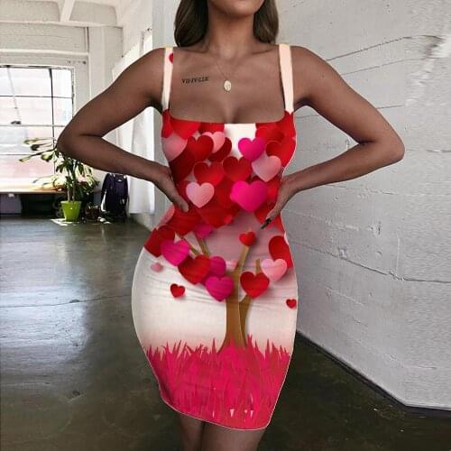 KYKU Brand Love Dress Women Tree Bodycon Dress Couples Ladies Dresses Art Halter Sleeveless Womens Clothing Mini Evening New