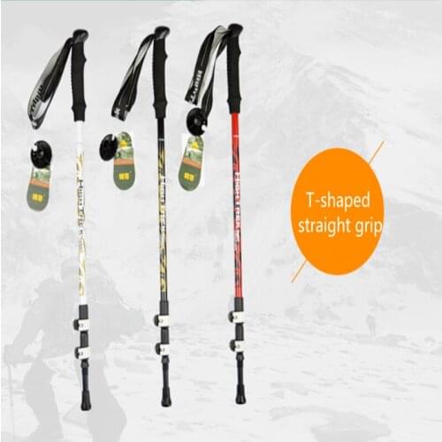 1pcs135CM walking stick aluminum alloy trekking pole telescopic Nordic walking stick with high density nylon wrist strap
