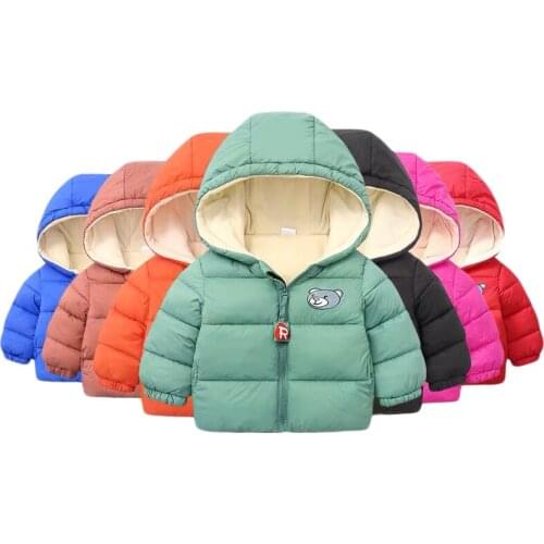 2020new winter childrens clothing boys and girls Hooded jacket plus velvet thick cotton coat baby Down jacket short section1-6Y