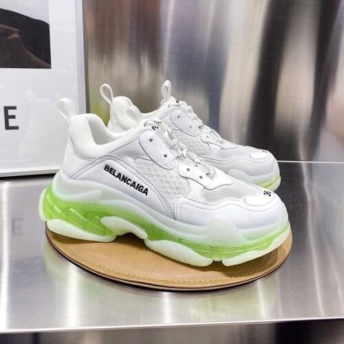 2021designer Summer Mesh Crystal Green Pink Luxury Brand Shoes Wedges Old Dad Shoes Lace Up Platforms High Quality Sneakers